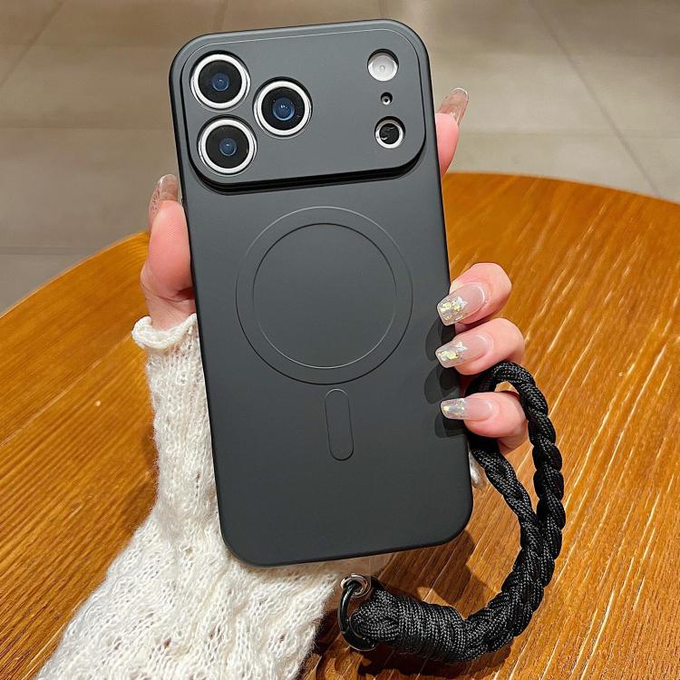 Solid Color Liquid Silicone Magnetic Phone Case with Lanyard, For iPhone 18 Pro, For iPhone 18 Pro Max, For iPhone 17e / 16e