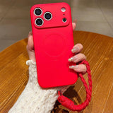Solid Color Liquid Silicone Magnetic Phone Case with Lanyard, For iPhone 18 Pro, For iPhone 18 Pro Max, For iPhone 17e / 16e