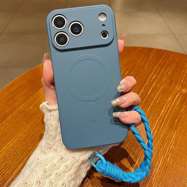 Solid Color Liquid Silicone Magnetic Phone Case with Lanyard, For iPhone 18 Pro, For iPhone 18 Pro Max, For iPhone 17e / 16e