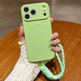 Solid Color Liquid Silicone Magnetic Phone Case with Lanyard, For iPhone 18 Pro, For iPhone 18 Pro Max, For iPhone 17e / 16e