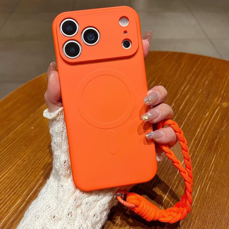 Solid Color Liquid Silicone Magnetic Phone Case with Lanyard, For iPhone 18 Pro, For iPhone 18 Pro Max, For iPhone 17e / 16e
