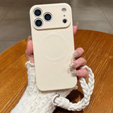 Solid Color Liquid Silicone Magnetic Phone Case with Lanyard, For iPhone 18 Pro, For iPhone 18 Pro Max, For iPhone 17e / 16e