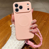 Solid Color Liquid Silicone Magnetic Phone Case with Lanyard, For iPhone 18 Pro, For iPhone 18 Pro Max, For iPhone 17e / 16e
