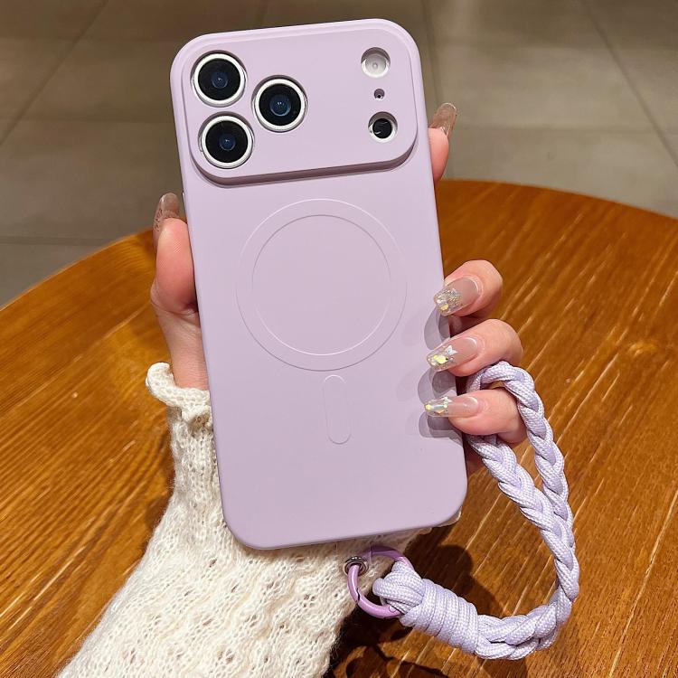 Solid Color Liquid Silicone Magnetic Phone Case with Lanyard, For iPhone 18 Pro, For iPhone 18 Pro Max, For iPhone 17e / 16e