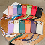 Solid Color Liquid Silicone Magnetic Phone Case with Lanyard, For iPhone 11 Pro