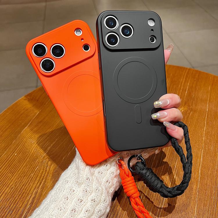 Solid Color Liquid Silicone Magnetic Phone Case with Lanyard, For iPhone 11 Pro