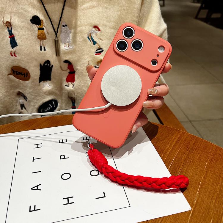 Solid Color Liquid Silicone Magnetic Phone Case with Lanyard, For iPhone 11 Pro