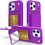 Skin Feel TPU Hidden Mirror Card Bag Phone Case with Stand, For iPhone 17 Pro Max, For iPhone 17 Pro, For iPhone 17, For iPhone Air