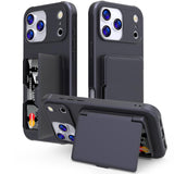 Skin Feel PC Hybrid TPU Horizontal Hidden Mirror Card Bag Phone Case, For iPhone 17 Pro Max, For iPhone 17 Pro, For iPhone 17, For iPhone Air