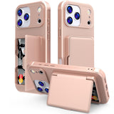 Skin Feel PC Hybrid TPU Horizontal Hidden Mirror Card Bag Phone Case, For iPhone 17 Pro Max, For iPhone 17 Pro, For iPhone 17, For iPhone Air