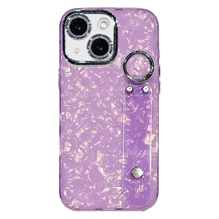Plating Shell Texture Wristband Holder TPU Phone Case with Lens Film, For iPhone 13