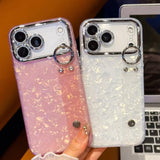 Plating Shell Texture Wristband Holder TPU Phone Case with Lens Film, For iPhone 13