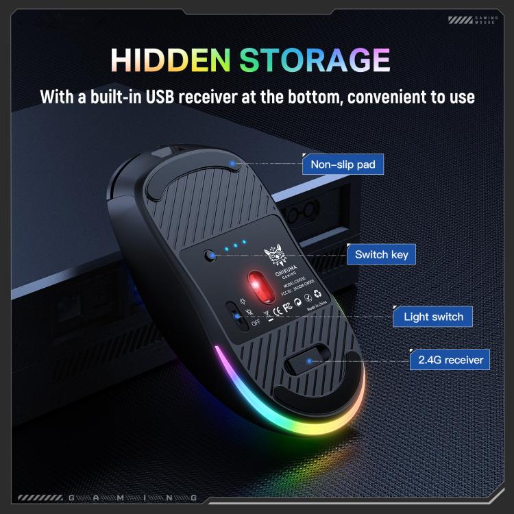 ONIKUMA CW935 12800DPI 2.4GHz + BT + Wired Tri-mode RGB Wireless Mouse, CW935