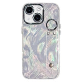 Plating Feather-Gauze Texture Wristband Holder TPU Phone Case with Lens Film, For iPhone 13