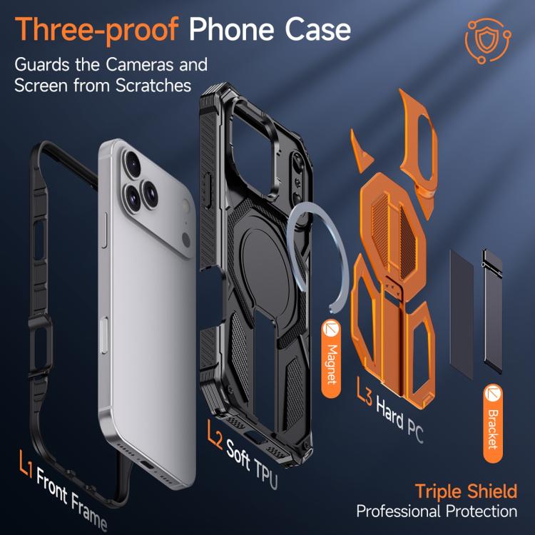Hidden Metal Holder Magnetic Shockproof Phone Case, For iPhone 17 Pro Max, For iPhone 17 Pro, For iPhone 17, For iPhone Air, For iPhone 16 Pro Max, For iPhone 16 Pro, For iPhone 16 Plus, For iPhone 16