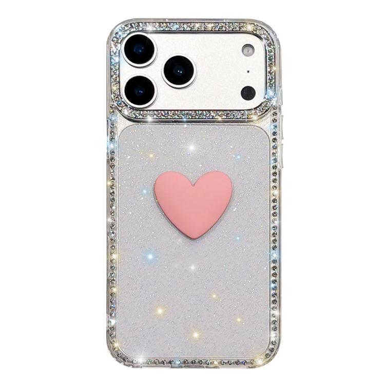 Flash Rhinestone Double-sided IMD Love Heart Phone Case, For iPhone 17e / 16e, For iPhone 17 Pro Max, For iPhone 17 Pro, For iPhone 17, For iPhone Air