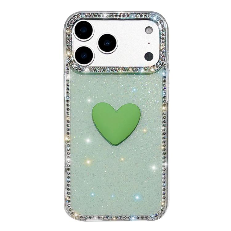 Flash Rhinestone Double-sided IMD Love Heart Phone Case, For iPhone 17e / 16e, For iPhone 17 Pro Max, For iPhone 17 Pro, For iPhone 17, For iPhone Air