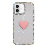 Flash Rhinestone Double-sided IMD Love Heart Phone Case, For iPhone 17e / 16e, For iPhone 17 Pro Max, For iPhone 17 Pro, For iPhone 17, For iPhone Air