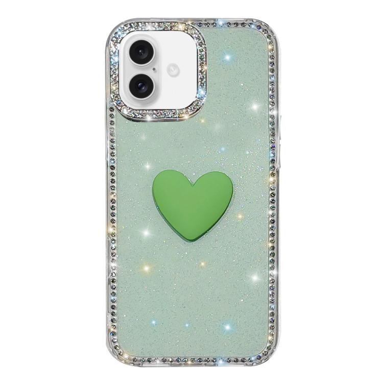 Flash Rhinestone Double-sided IMD Love Heart Phone Case, For iPhone 17e / 16e, For iPhone 17 Pro Max, For iPhone 17 Pro, For iPhone 17, For iPhone Air