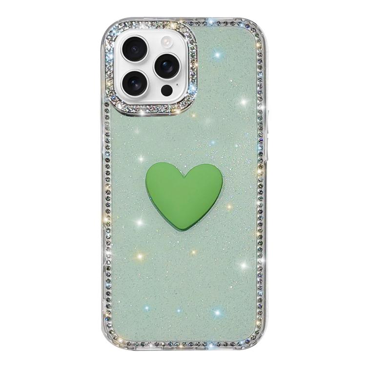 Flash Rhinestone Double-sided IMD Love Heart Phone Case, For iPhone 16 Pro Max, For iPhone 16 Pro, For iPhone 16 Plus, For iPhone 16, For iPhone 15 Pro Max