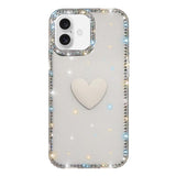 Flash Rhinestone Double-sided IMD Love Heart Phone Case, For iPhone 16 Pro Max, For iPhone 16 Pro, For iPhone 16 Plus, For iPhone 16, For iPhone 15 Pro Max