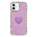 Flash Rhinestone Double-sided IMD Love Heart Phone Case, For iPhone 16 Pro Max, For iPhone 16 Pro, For iPhone 16 Plus, For iPhone 16, For iPhone 15 Pro Max