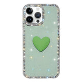 Flash Rhinestone Double-sided IMD Love Heart Phone Case, For iPhone 15 Pro, For iPhone 15, For iPhone 14, For iPhone 14 Pro, For iPhone 14 Pro Max
