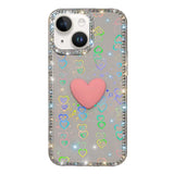 Flash Rhinestone Double-sided IMD Love Heart Phone Case, For iPhone 15 Pro, For iPhone 15, For iPhone 14, For iPhone 14 Pro, For iPhone 14 Pro Max