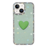 Flash Rhinestone Double-sided IMD Love Heart Phone Case, For iPhone 15 Pro, For iPhone 15, For iPhone 14, For iPhone 14 Pro, For iPhone 14 Pro Max