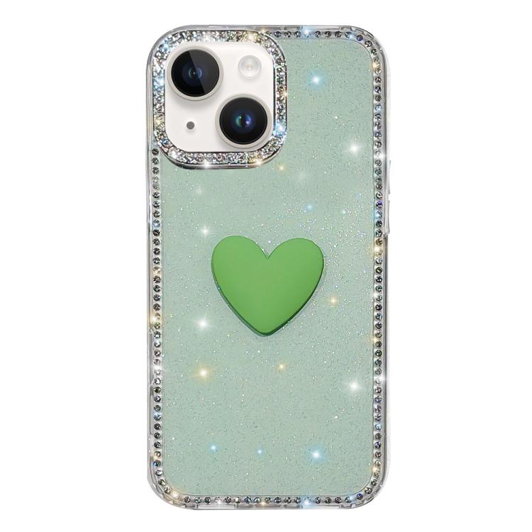 Flash Rhinestone Double-sided IMD Love Heart Phone Case, For iPhone 15 Pro, For iPhone 15, For iPhone 14, For iPhone 14 Pro, For iPhone 14 Pro Max