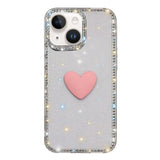 Flash Rhinestone Double-sided IMD Love Heart Phone Case, For iPhone 15 Pro, For iPhone 15, For iPhone 14, For iPhone 14 Pro, For iPhone 14 Pro Max