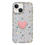 Flash Rhinestone Double-sided IMD Love Heart Phone Case, For iPhone 15 Pro, For iPhone 15, For iPhone 14, For iPhone 14 Pro, For iPhone 14 Pro Max