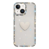 Flash Rhinestone Double-sided IMD Love Heart Phone Case, For iPhone 15 Pro, For iPhone 15, For iPhone 14, For iPhone 14 Pro, For iPhone 14 Pro Max