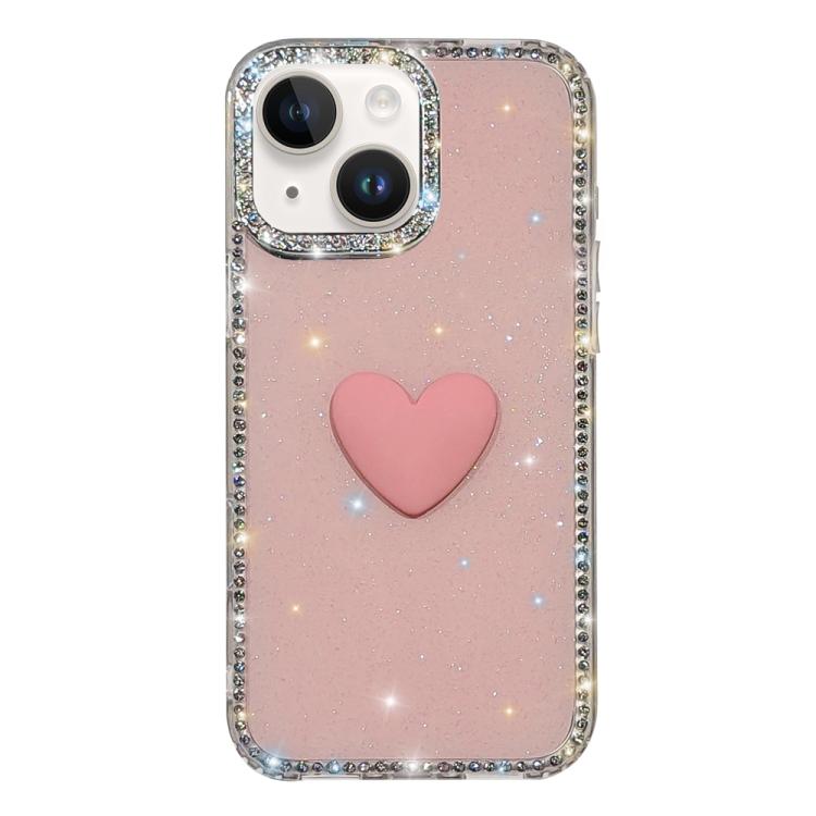 Flash Rhinestone Double-sided IMD Love Heart Phone Case, For iPhone 15 Pro, For iPhone 15, For iPhone 14, For iPhone 14 Pro, For iPhone 14 Pro Max