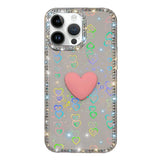 Flash Rhinestone Double-sided IMD Love Heart Phone Case, For iPhone 15 Pro, For iPhone 15, For iPhone 14, For iPhone 14 Pro, For iPhone 14 Pro Max