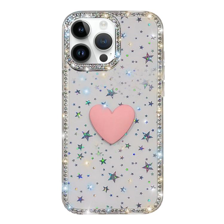 Flash Rhinestone Double-sided IMD Love Heart Phone Case, For iPhone 13 Pro Max, For iPhone 13 Pro, For iPhone 13