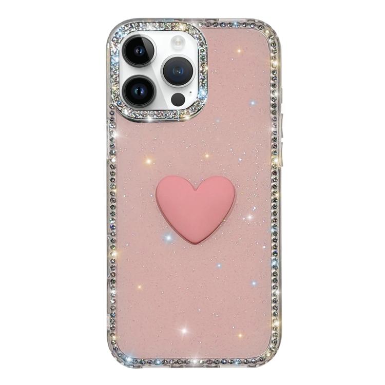 Flash Rhinestone Double-sided IMD Love Heart Phone Case, For iPhone 13 Pro Max, For iPhone 13 Pro, For iPhone 13