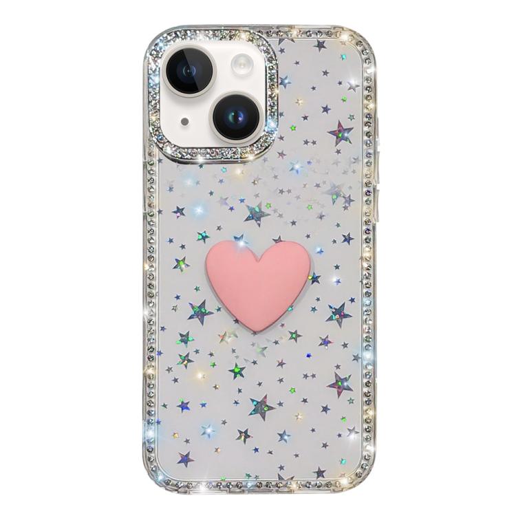 Flash Rhinestone Double-sided IMD Love Heart Phone Case, For iPhone 13 Pro Max, For iPhone 13 Pro, For iPhone 13