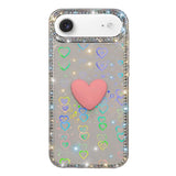 Flash Rhinestone Double-sided IMD Love Heart Phone Case, For iPhone 17e / 16e, For iPhone 17 Pro Max, For iPhone 17 Pro, For iPhone 17, For iPhone Air