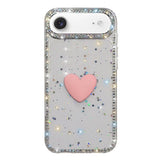 Flash Rhinestone Double-sided IMD Love Heart Phone Case, For iPhone 17e / 16e, For iPhone 17 Pro Max, For iPhone 17 Pro, For iPhone 17, For iPhone Air