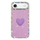 Flash Rhinestone Double-sided IMD Love Heart Phone Case, For iPhone 17e / 16e, For iPhone 17 Pro Max, For iPhone 17 Pro, For iPhone 17, For iPhone Air