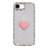 Flash Rhinestone Double-sided IMD Love Heart Phone Case, For iPhone 17e / 16e, For iPhone 17 Pro Max, For iPhone 17 Pro, For iPhone 17, For iPhone Air