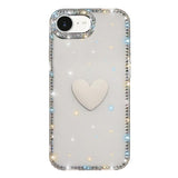 Flash Rhinestone Double-sided IMD Love Heart Phone Case, For iPhone 17e / 16e, For iPhone 17 Pro Max, For iPhone 17 Pro, For iPhone 17, For iPhone Air