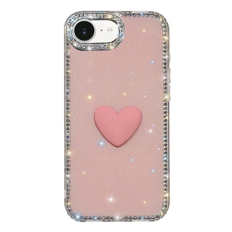 Flash Rhinestone Double-sided IMD Love Heart Phone Case, For iPhone 17e / 16e, For iPhone 17 Pro Max, For iPhone 17 Pro, For iPhone 17, For iPhone Air