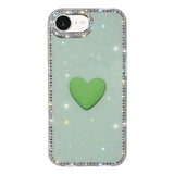 Flash Rhinestone Double-sided IMD Love Heart Phone Case, For iPhone 17e / 16e, For iPhone 17 Pro Max, For iPhone 17 Pro, For iPhone 17, For iPhone Air