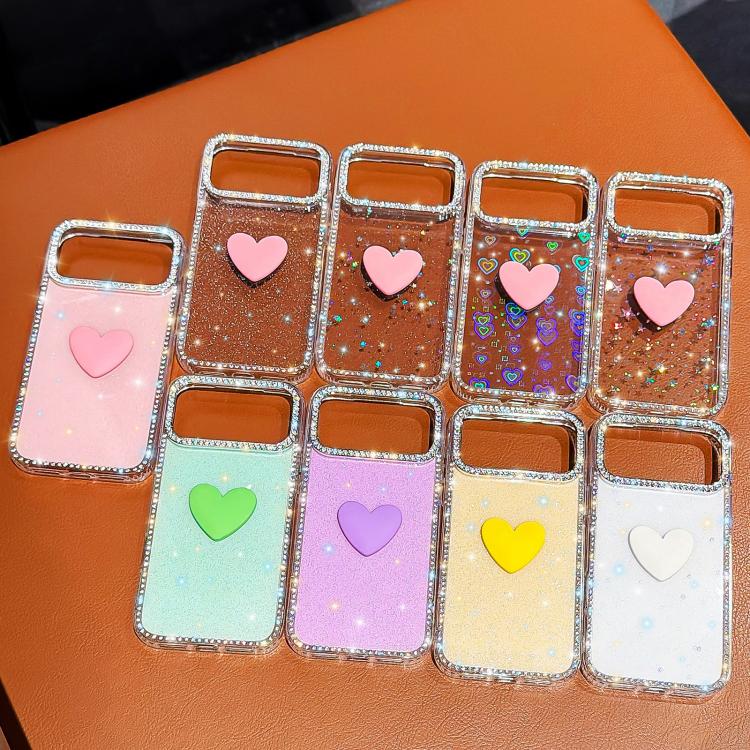 Flash Rhinestone Double-sided IMD Love Heart Phone Case, For iPhone 15 Pro, For iPhone 15, For iPhone 14, For iPhone 14 Pro, For iPhone 14 Pro Max