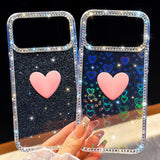 Flash Rhinestone Double-sided IMD Love Heart Phone Case, For iPhone 13 Pro Max, For iPhone 13 Pro, For iPhone 13