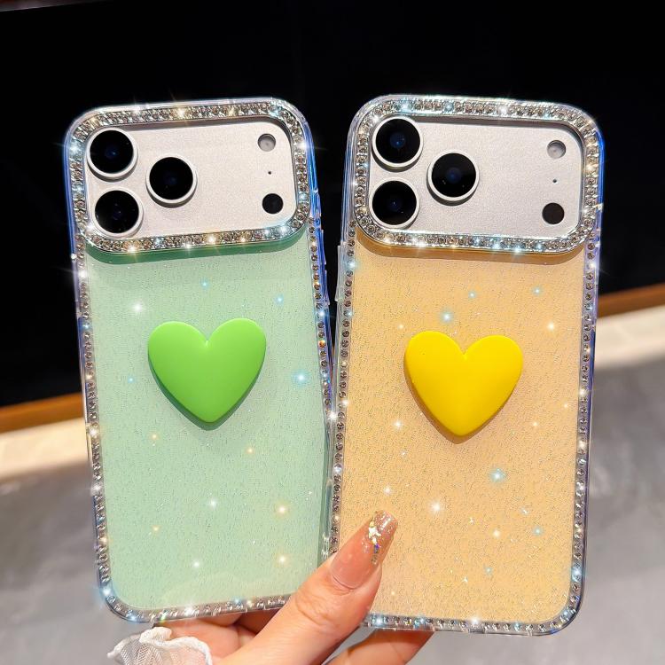 Flash Rhinestone Double-sided IMD Love Heart Phone Case, For iPhone 15 Pro, For iPhone 15, For iPhone 14, For iPhone 14 Pro, For iPhone 14 Pro Max