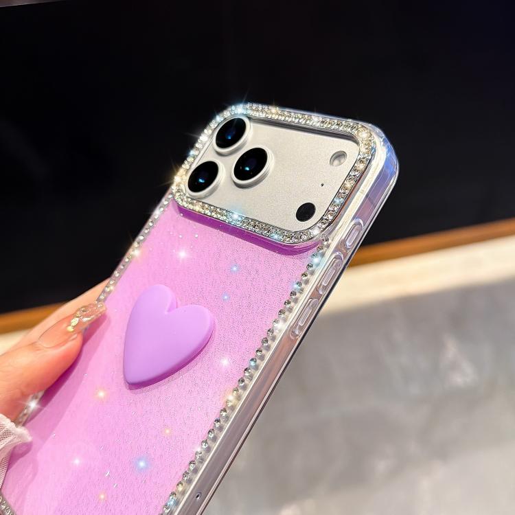 Flash Rhinestone Double-sided IMD Love Heart Phone Case, For iPhone 13 Pro Max, For iPhone 13 Pro, For iPhone 13