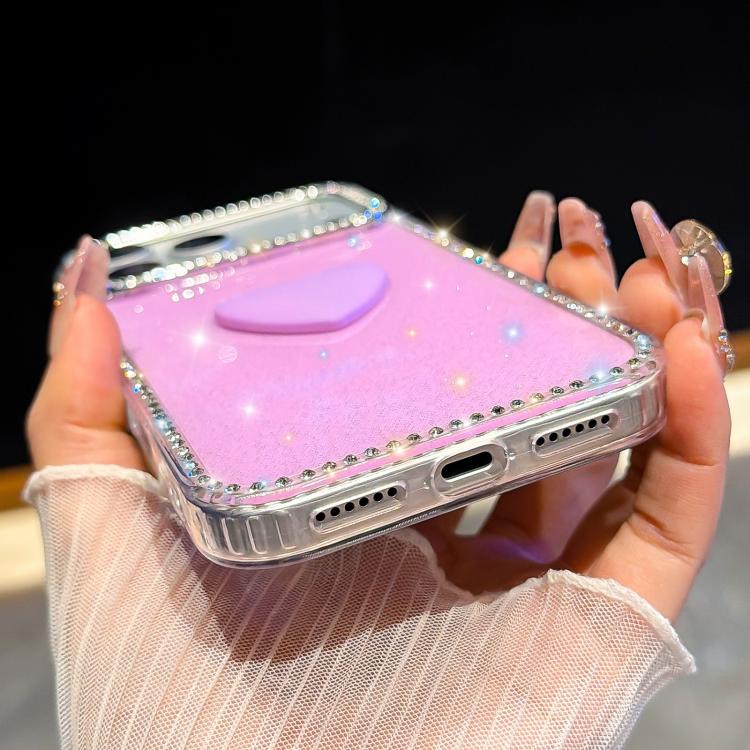 Flash Rhinestone Double-sided IMD Love Heart Phone Case, For iPhone 13 Pro Max, For iPhone 13 Pro, For iPhone 13